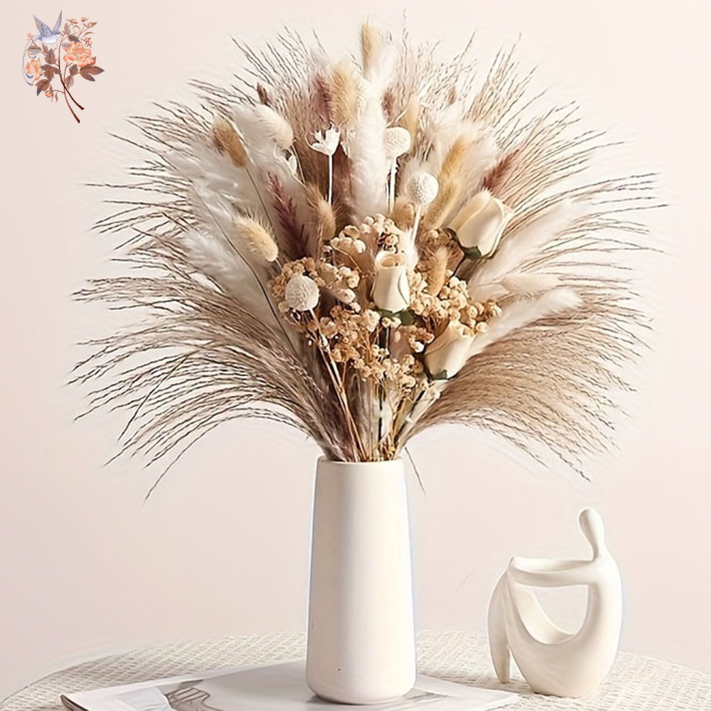 Pampas Grass Decor - 80 Adet Yapay Kurutulmuş Çiçek Buketi,
