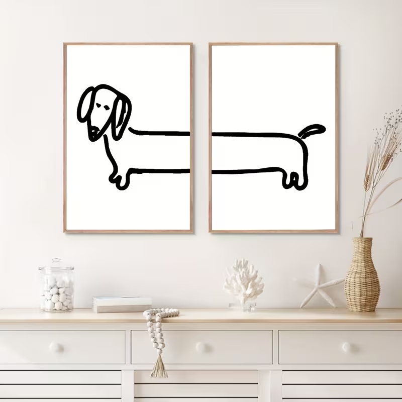 Home Decor Theme - 2 adet Modern Dachshund komik DogWall