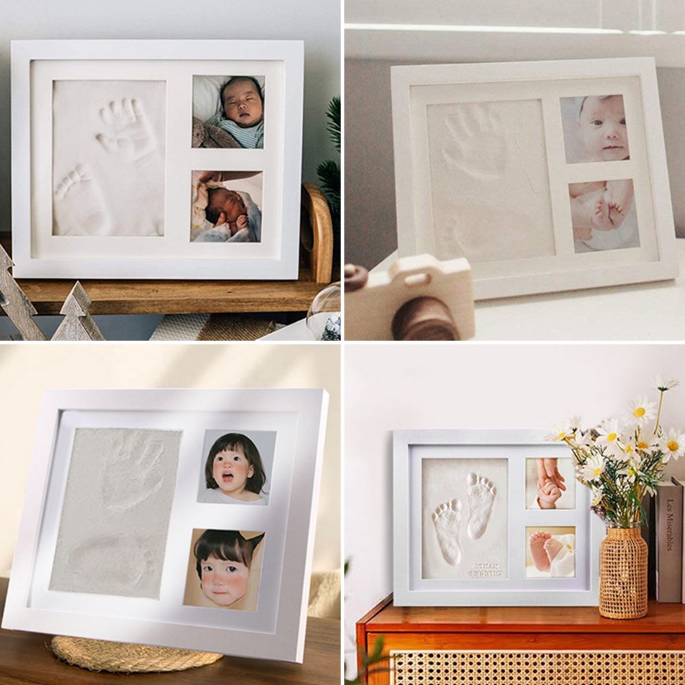 Bamboo Photo Frame - Bebek El ve Ayak İzi Kili