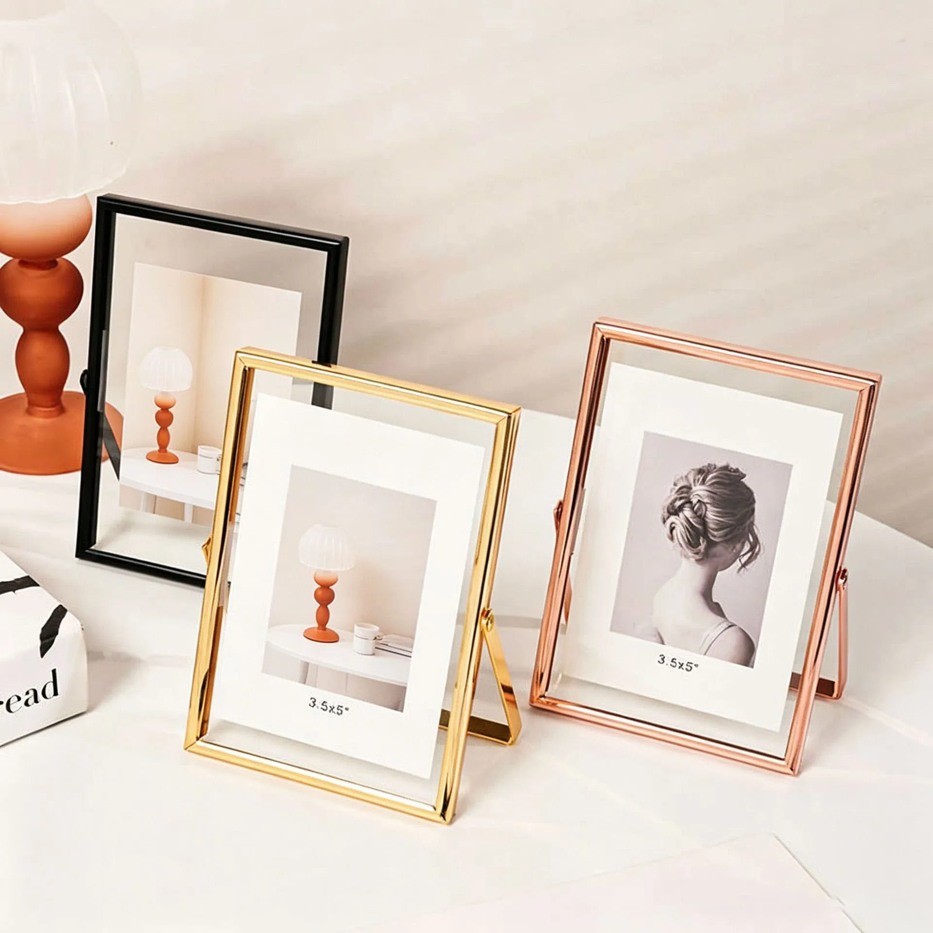 Bamboo Photo Frame - Çift Taraflı Şeffaf Cam Fotoğraf Çerçevesi,