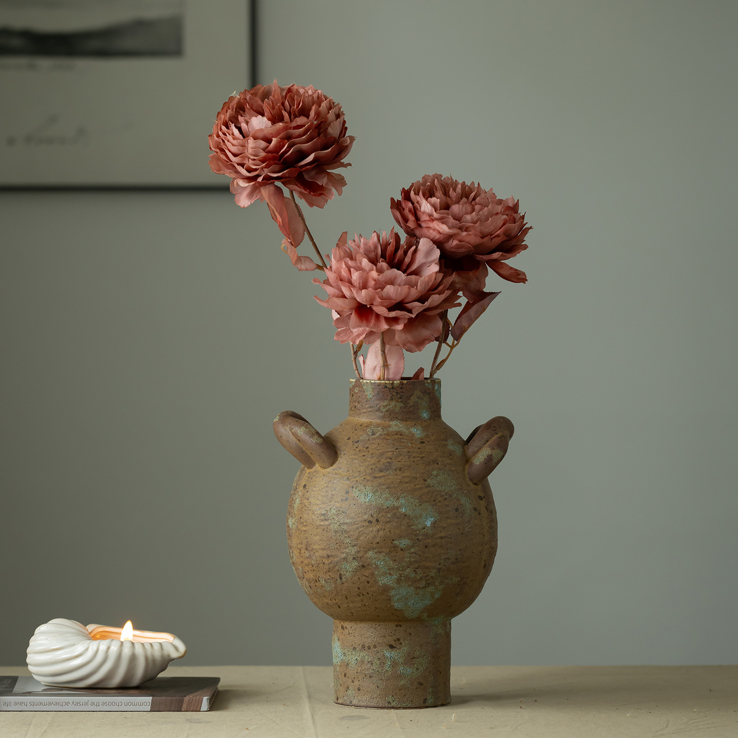 CAPIRON Rustik Seramik Vazo Ta - Pampas Grass Decor incelemesi ve fiyatı