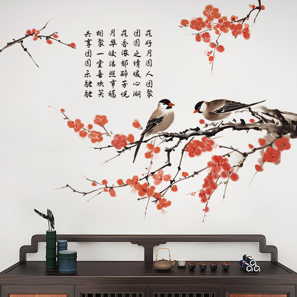 Çin Tarzı Erik Çiçeği Kuşlar D - Home Decor Indonesia incelemesi ve fiyatı